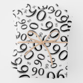 90番目の誕生日の黒と白の乱数パターン ラッピングペーパーシート (インサイチュ)