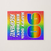 90番目の誕生日カラフル:, おもしろいレインボーパターン# 90 ジグソーパズル (横)