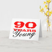 90番目の誕生日カード(90年の若い男女) カード (黄色い花)