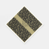 90番目の誕生日クール番号パターン黒/金ゴールド スタンダードランチョンナプキン (角)