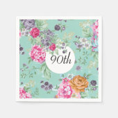 90番目の誕生日フローラ誕生日ブルー スタンダードカクテルナプキン (正面)