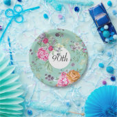 90番目の誕生日フローラ誕生日ブルー ペーパープレート (パーティー)