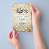 90番目の誕生日プログラムライト金ゴールド付き/メニュー チラシ (ハンドル)