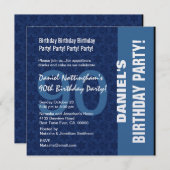 90番目の誕生日モダンパターン（青W333の色相） 招待状 (正面/裏面)