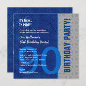 90番目の誕生日モダンブルーアンドシルバーS306 招待状 (正面/裏面)