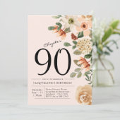 90番目の誕生日ヴィンテージフローラ 招待状 (スタンド正面)