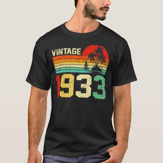 90番目の誕生日ヴィンテージ1933レトロ男性90年 Tシャツ (正面)