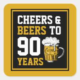 90番目の誕生日応援とビールから90年 スクエアシール