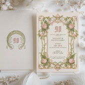 90番目の誕生日招待状アールヌーボー 招待状