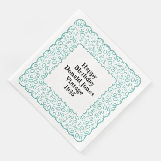 90番目の誕生日番号パターンホタテティール（緑がかった色）/白 (コーナー)