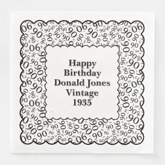 90番目の誕生日番号パターンホタテ黒/白 (正面)