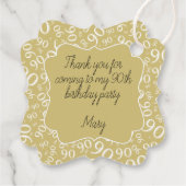 90番目の誕生日番号90パターン金ゴールドと白 フェイバータグ (裏面)