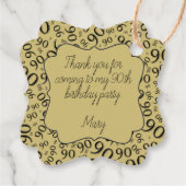 90番目の誕生日番号90パターン金ゴールドと黒 フェイバータグ (裏面)