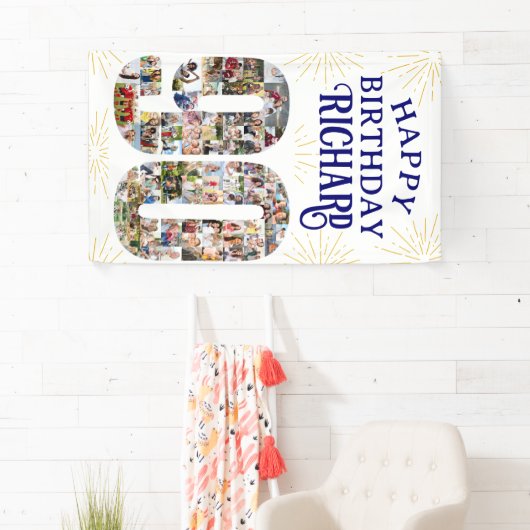 90番目の誕生日番号90枚の写真パーティー 横断幕 (インサイチュ)