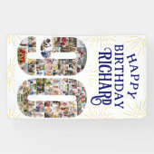 90番目の誕生日番号90枚の写真パーティー 横断幕 (横)