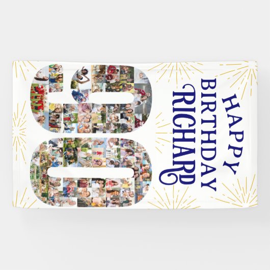 90番目の誕生日番号90枚の写真パーティー 横断幕 (横)