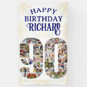 90番目の誕生日番号90枚の写真パーティー 横断幕 (縦)