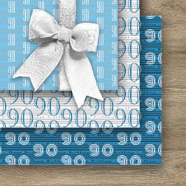 90番目の誕生日白黒タイポグラフィ番号 ラッピングペーパーシート