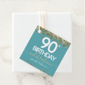 90番目の誕生日金ゴールドエレガントスクリプトメッセージカード フェイバータグ (インサイチュ)