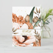 90番目の誕生日金ゴールドテラコッタオランフローラエレガント 招待状 (スタンド正面)