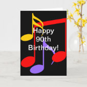 90番目の誕生日音楽ノート折り畳みグリーティングカード カード (黄色い花)