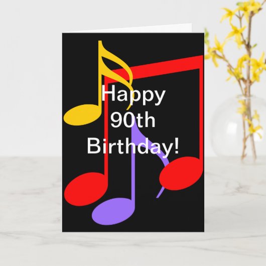 90番目の誕生日音楽ノート折り畳みグリーティングカード カード (黄色い花)