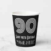 90番目の誕生日—インスパイアアールデコの外観:「90」 +名前 紙コップ (裏面)