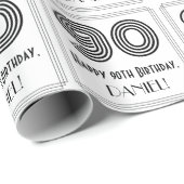 90番目の誕生日:インスパイアアールデコスタイル「90」 +名前 ラッピングペーパー (ロールコーナー)