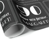 90番目の誕生日-インスパイアアールデコ検索"90",名前 ラッピングペーパー (ロールコーナー)