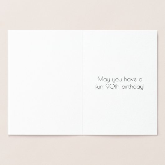 90番目の誕生日:インスパイアアールデコ「90」と名前 箔カード (内部)