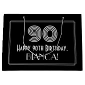 90番目の誕生日—インスパイアアールデコ「90」の外観と名前 ラージペーパーバッグ (正面)