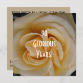 90番目の誕生祝いイエローローズ 招待状 (正面/裏面)