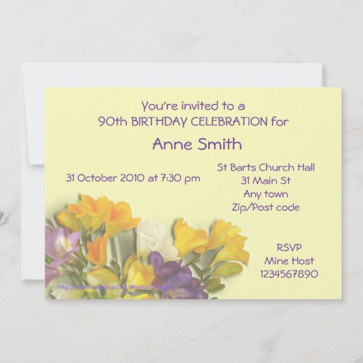 90番目の誕生祝いパーティの招待状 招待状 (裏面)