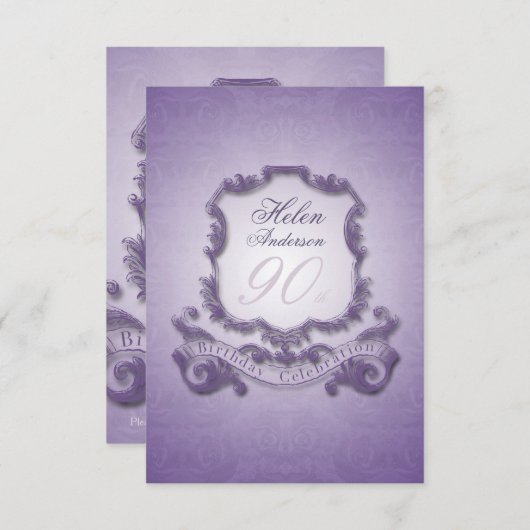 90番目の誕生祝いヴィンテージフレーム招待状 招待状 (正面/裏面)