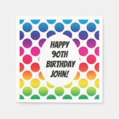 90番目の誕生祝い(円カラフル付) スタンダードカクテルナプキン (正面)