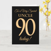90番目の金ゴールド効果がブラックに対して、叔父誕生日 カード (黄色い花)