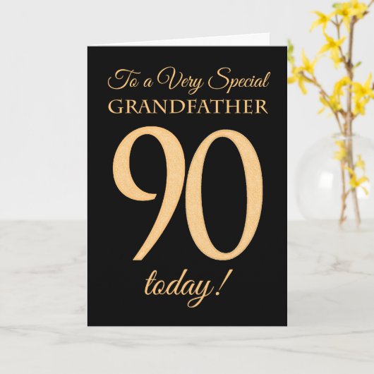 90番目の金ゴールド効果 – Sthendal誕生日 カード (黄色い花)