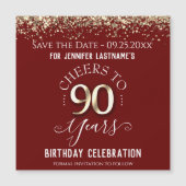 90番目の金ゴールド誕生日日付マグネットの保存 (正面)