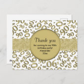 90番目の金ゴールド/白の誕生日番号 ポストカード (正面/裏面)