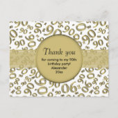 90番目の金ゴールド/白の誕生日番号 ポストカード (正面)