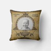 90番目パーソナライズされたの誕生日ヴィンテージ写真テンプレート クッション (裏面)