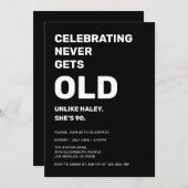 90祝th誕生日には一度もおもしろい老けない 招待状 (正面/裏面)