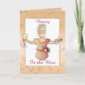 90素晴らしい女性の漫画の甘い誕生日スパークル カード (正面)