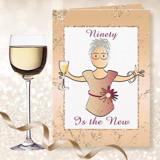 90素晴らしい女性の漫画の甘い誕生日スパークル カード