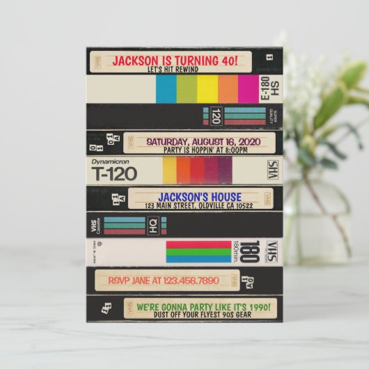 90素晴らし年代の誕生日招待状 招待状 (スタンド正面)