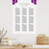 90紫と金ゴールドのフローラ結婚の座席表 ポスター (キッチン)