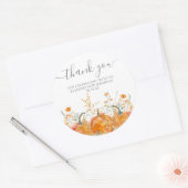 90誕生日かぼちゃワイルドフラワーカスタムサンキュー ラウンドシール (封筒)