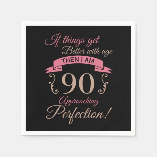 90誕生日が年齢と共に向上 スタンダードカクテルナプキン (正面)