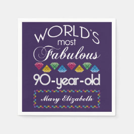 90誕生日で最も素晴らしいカラフル宝石の紫 スタンダードカクテルナプキン