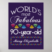 90誕生日で最も素晴らしいカラフル宝石の紫 ポスター (正面)